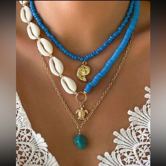 Bohemian multi layered necklace A376 - Picture 1 of 4